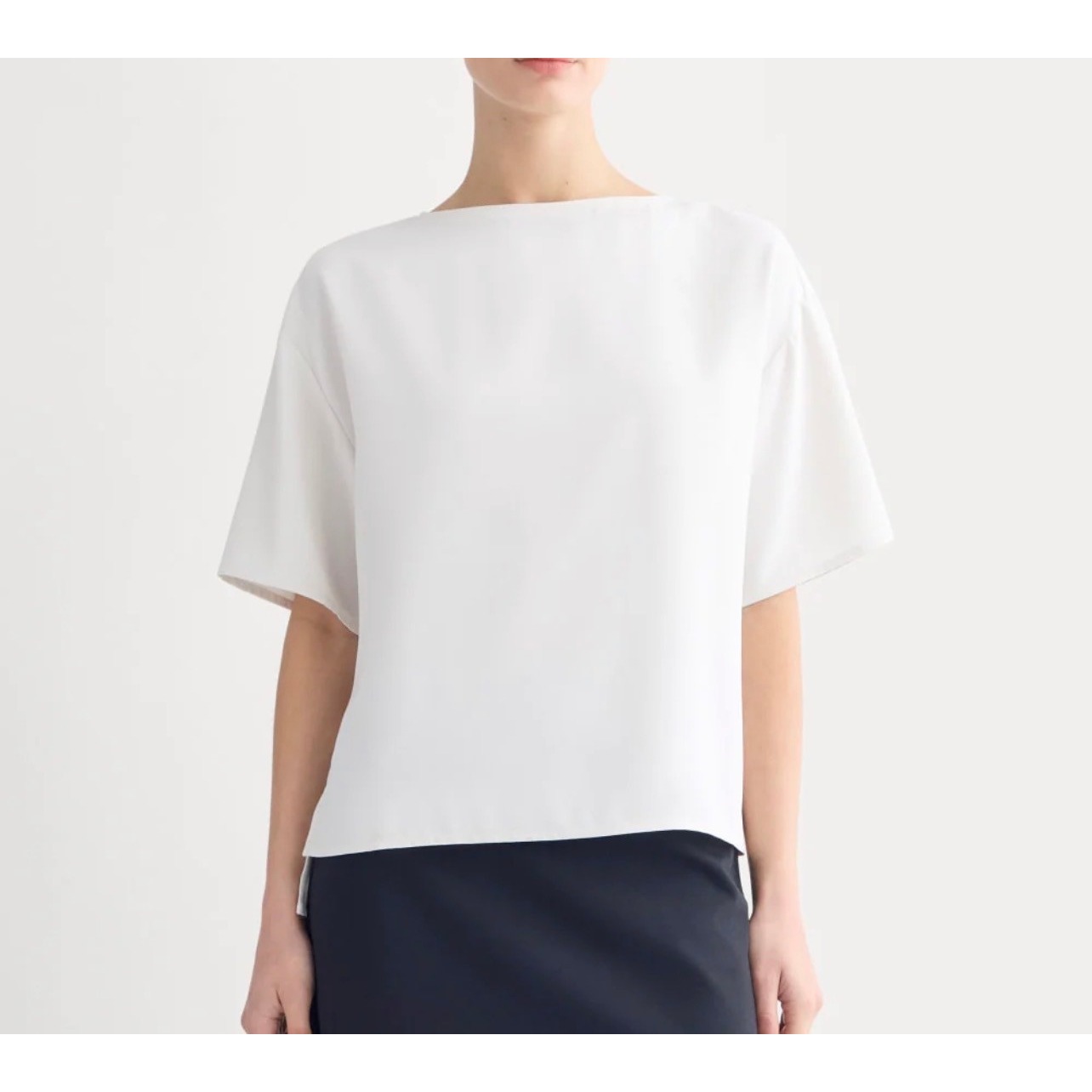 Everlane Womens Drapey Crepe Top Birch Ivory Oversized Keyhole Blouse Xs New